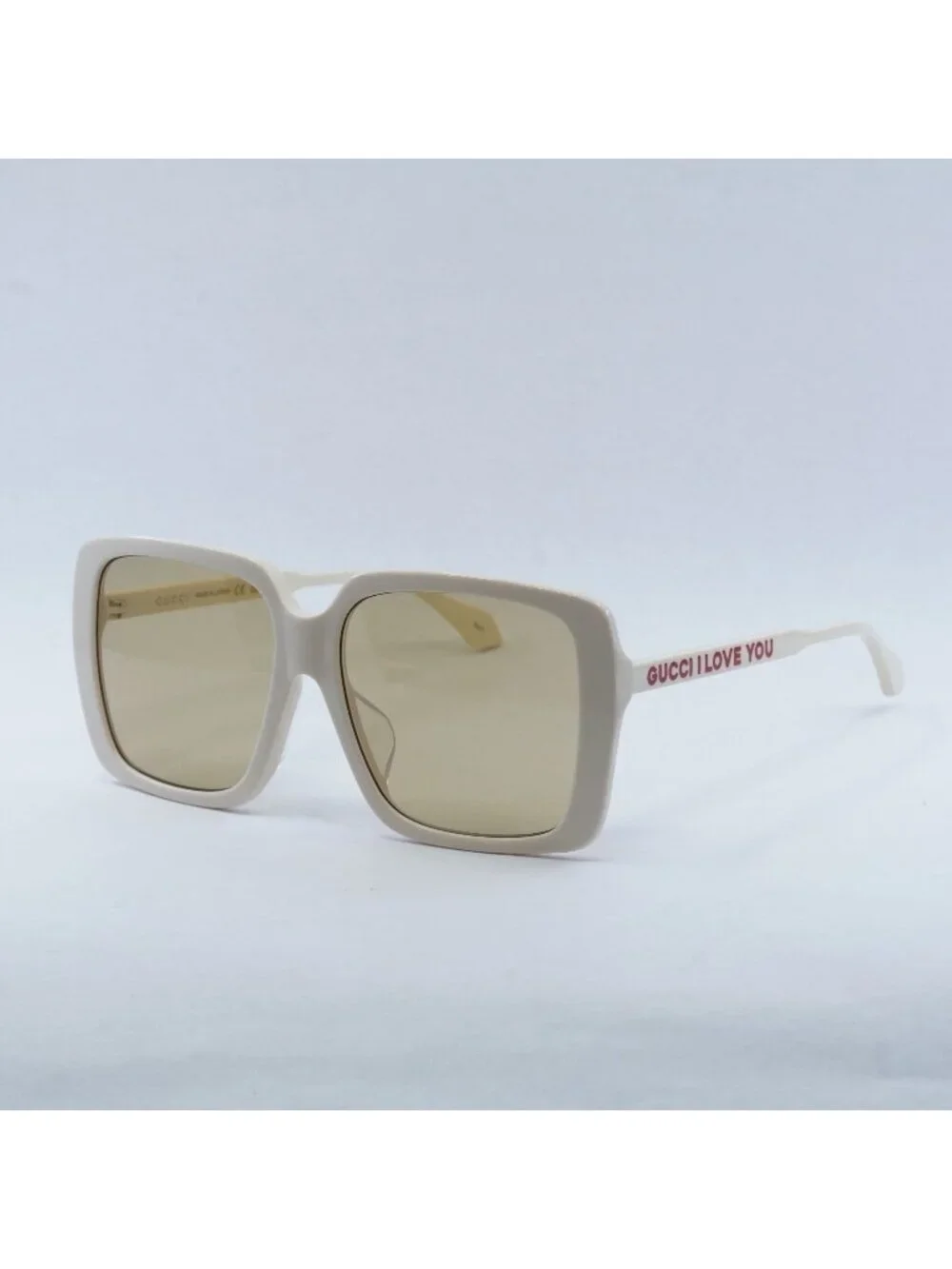 Gucci GG0567SAN 006 Women Sunglasses Ivory Square Frame, Brown Lenses
